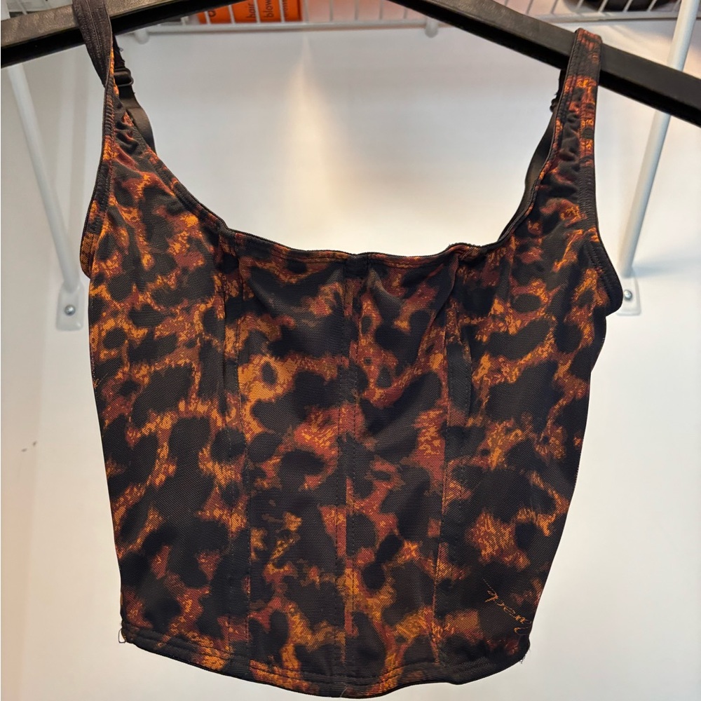 Target Leopard Print Crop Top - Black and Brown
